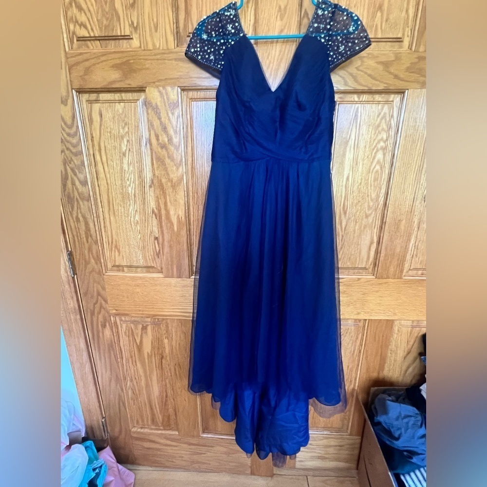 JJ's House - Elegant & Formal Navy Blue Hi Low Dress - Picture 3 of 15